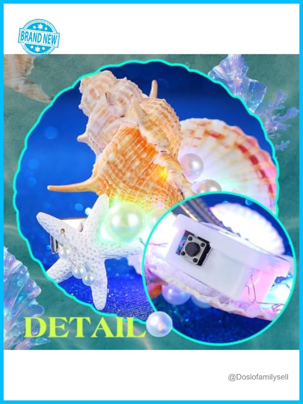 LED Mermaid Shell Starfish Hair Clips Set - Picture 3 of 5